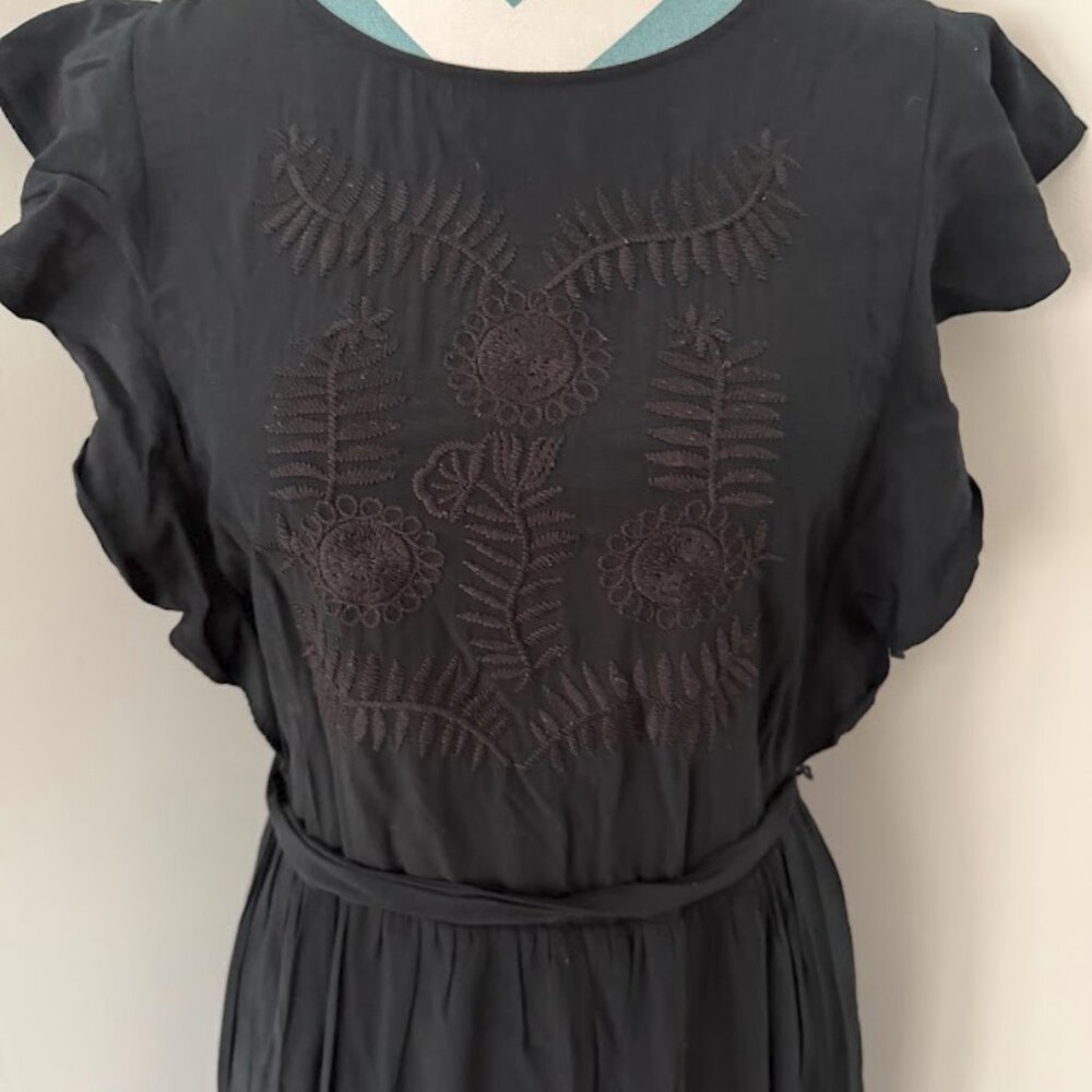 Who What Wear Black Ruffle-Sleeve Maxi Dress - Picture 4 of 5